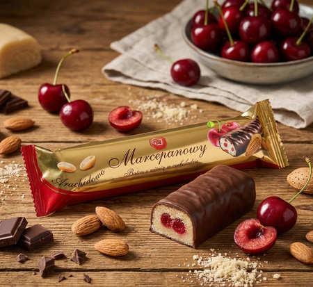 Baton Marcepanowy Wolność z Wiśniami w Czekoladzie 90g