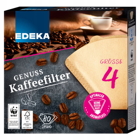 Filtry do kawy EDEKA Rozmiar 4 papierowe 80 sztuk