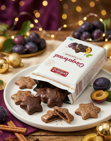 Pierniki w czekoladzie deserowej Lambertz 200 g Gwiazdy