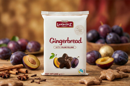 Pierniki w czekoladzie deserowej Lambertz 200 g Gwiazdy