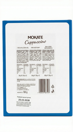Mokate Cappuccino Zestaw Mix 3 Smaki Czekolada Orzech Lody 180g