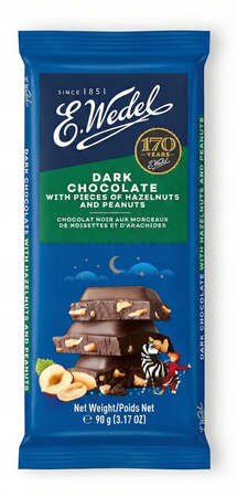 Czekolada Gorzka z Kawałkami Orzechów Laskowych i Ziemnych 90 g